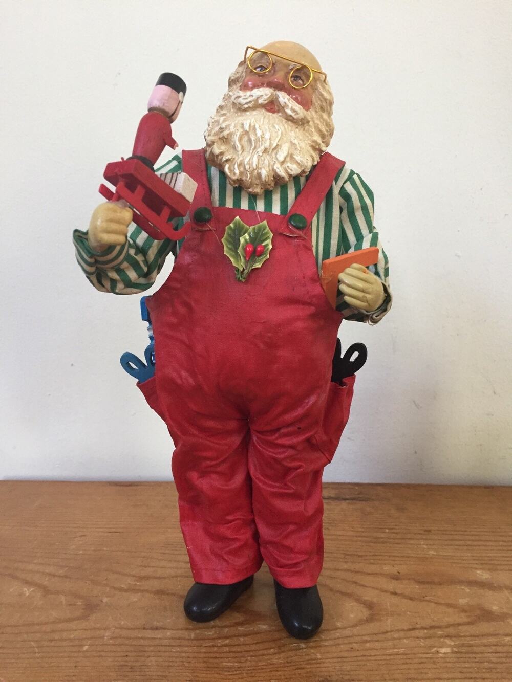 Vintage 1987 Clothique Possible Dreams Christmas Santa Claus Overalls WorkShop